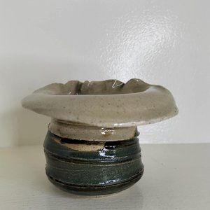 Unique Heavy Dark Green Mug Artist Signed Handmade Height 8 cm and Wide 11x11 cm